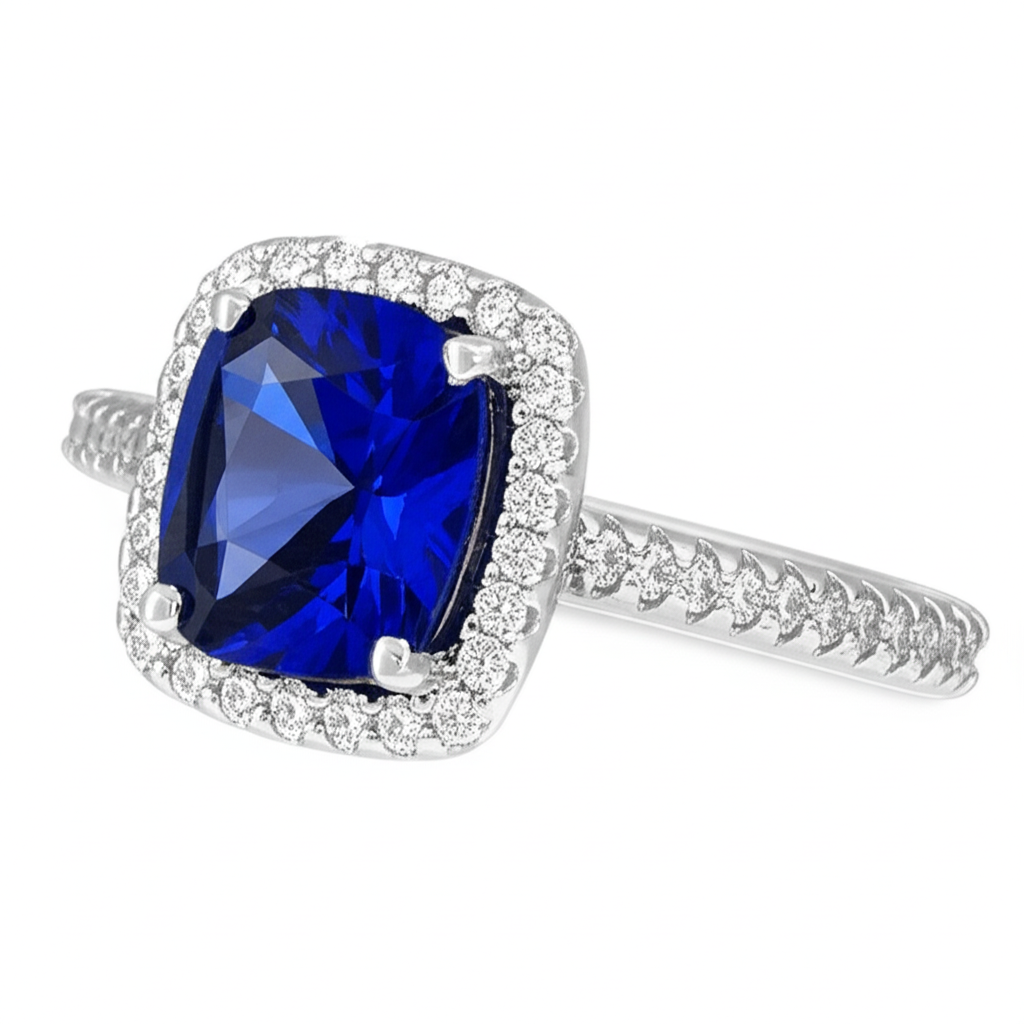 1,80 Ct Kissenschliff Sri Lanka Saphir Edelstein Ring Diamantschmuck