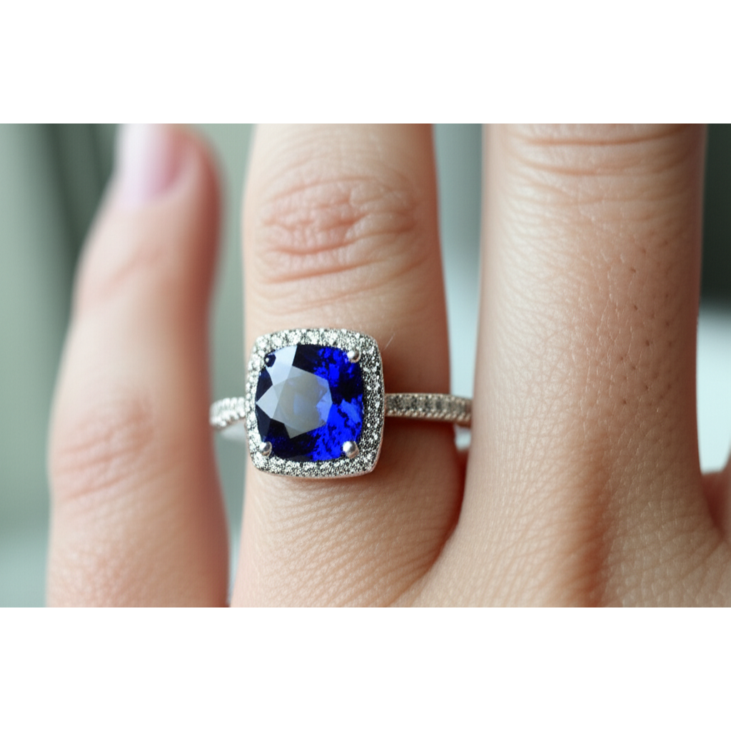 1,80 Ct Kissenschliff Sri Lanka Saphir Edelstein Ring Diamantschmuck