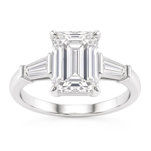 2.01 Ct. Smaragd-Echte Diamant-Verlobungsring Mit 3 Steinen Neu