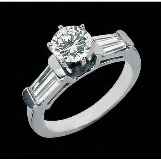 echter baguette diamant 2.01Karat ring auf Weiß
