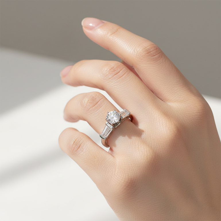 echter baguette diamant 2.01Karat ring mit Diamantbesatz