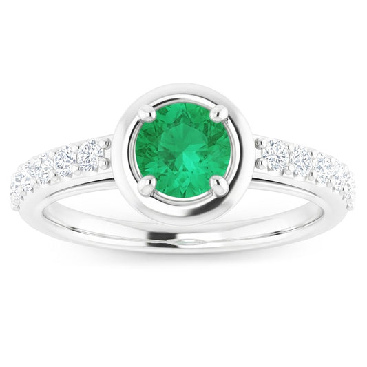 2.25 Karat Grüner Smaragd-Diamant-Ring Weißgold 14K