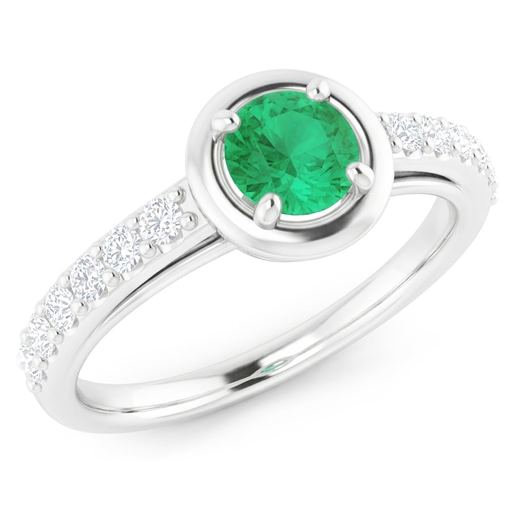 2.25 Karat Grüner Smaragd-Diamant-Ring Weißgold 14K