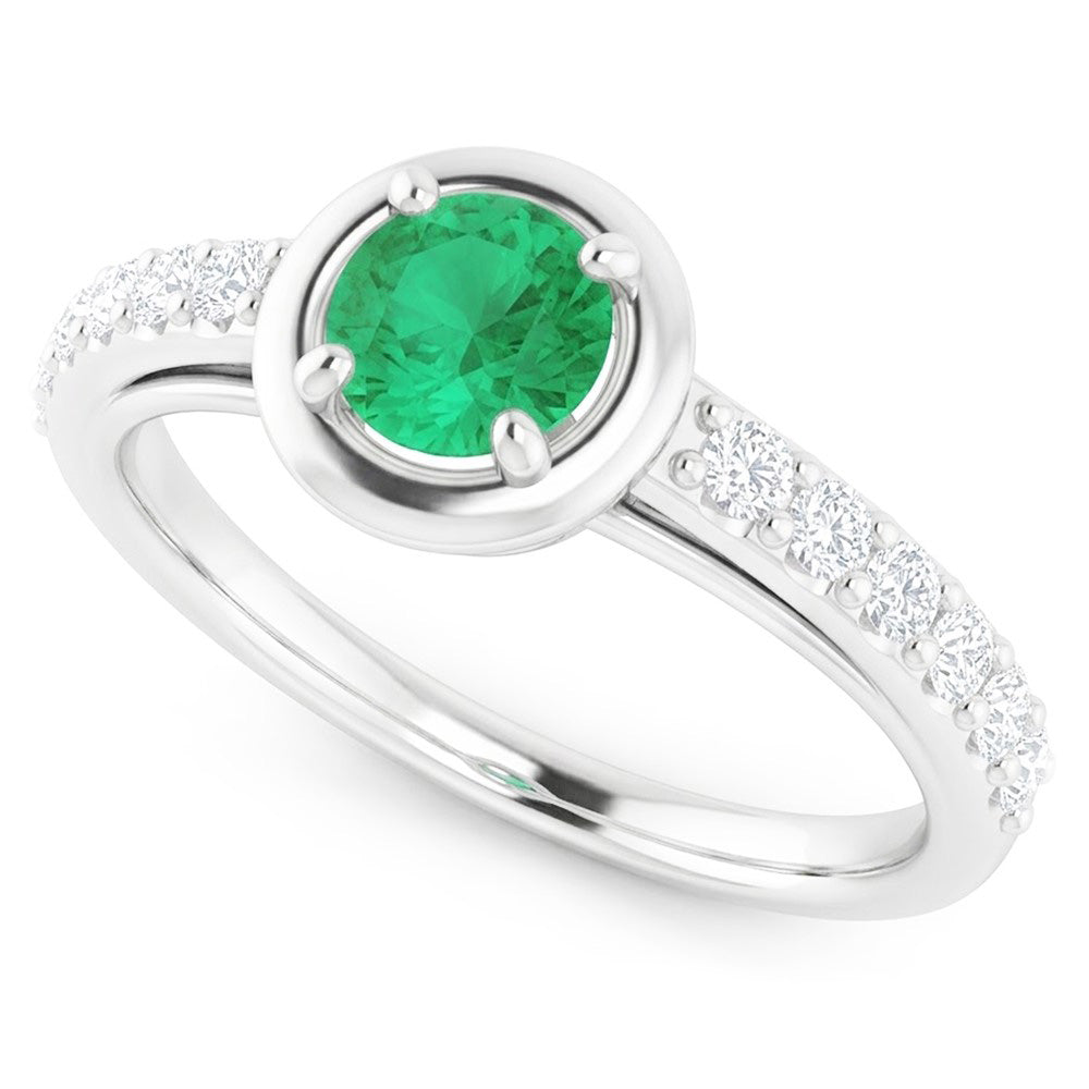 2.25 Karat Grüner Smaragd-Diamant-Ring Weißgold 14K