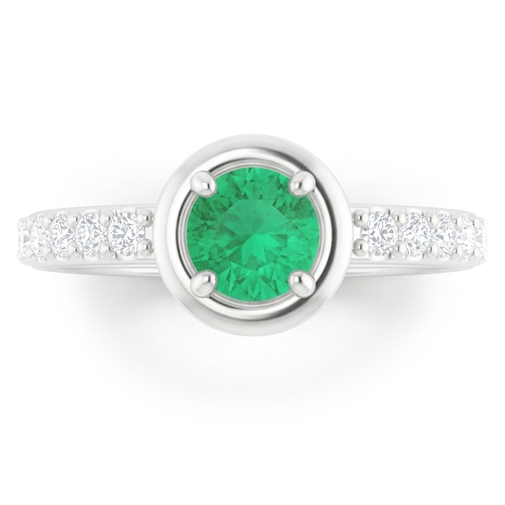 2.25 Karat Grüner Smaragd-Diamant-Ring Weißgold 14K