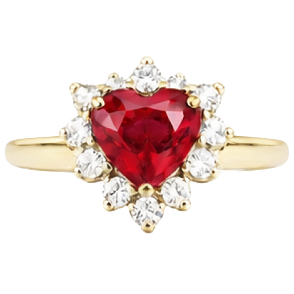 2.25 Karat Rubin-Diamant-Ring im Herzschliff Gelbgold 14K