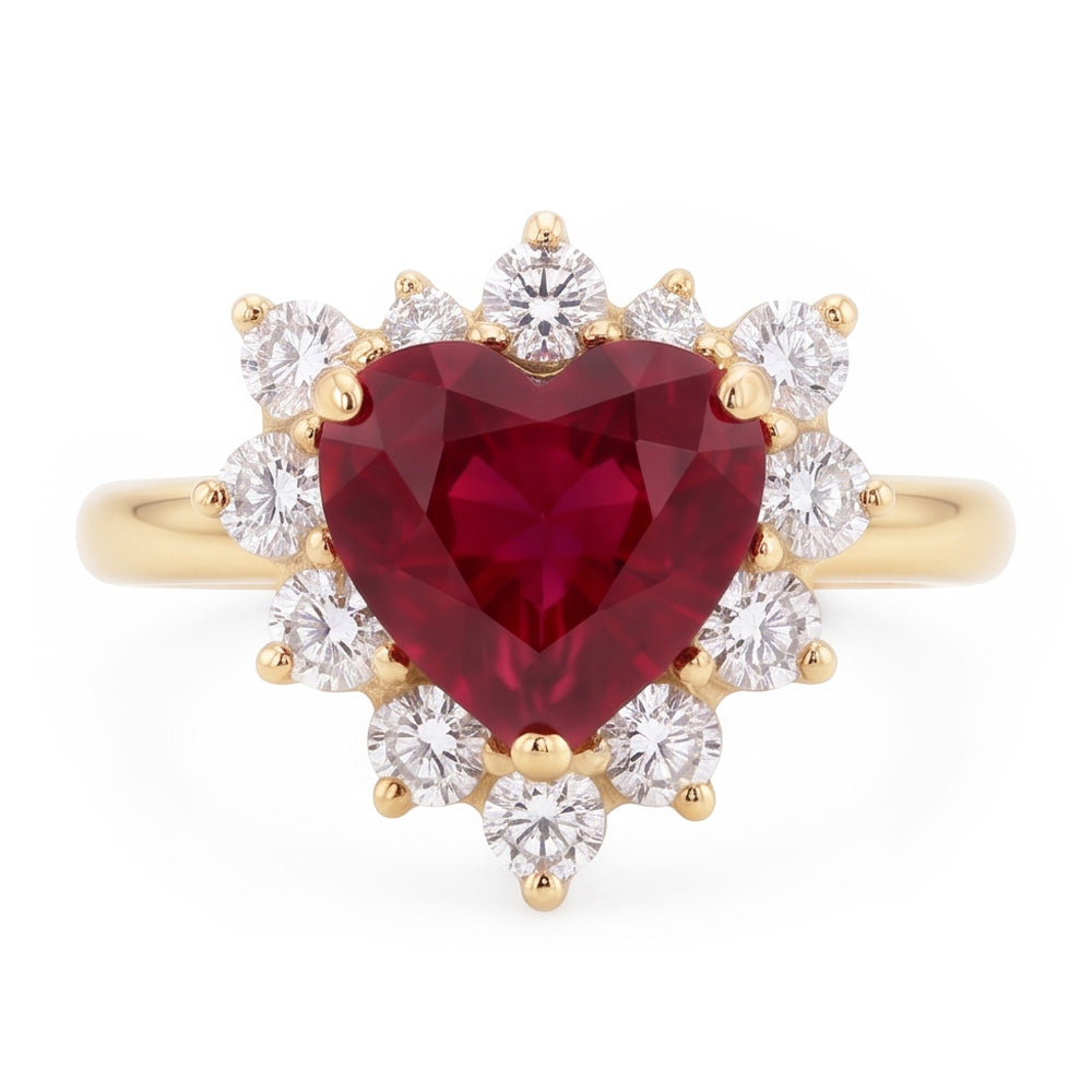 2.25 Karat Rubin-Diamant-Ring im Herzschliff Gelbgold 14K