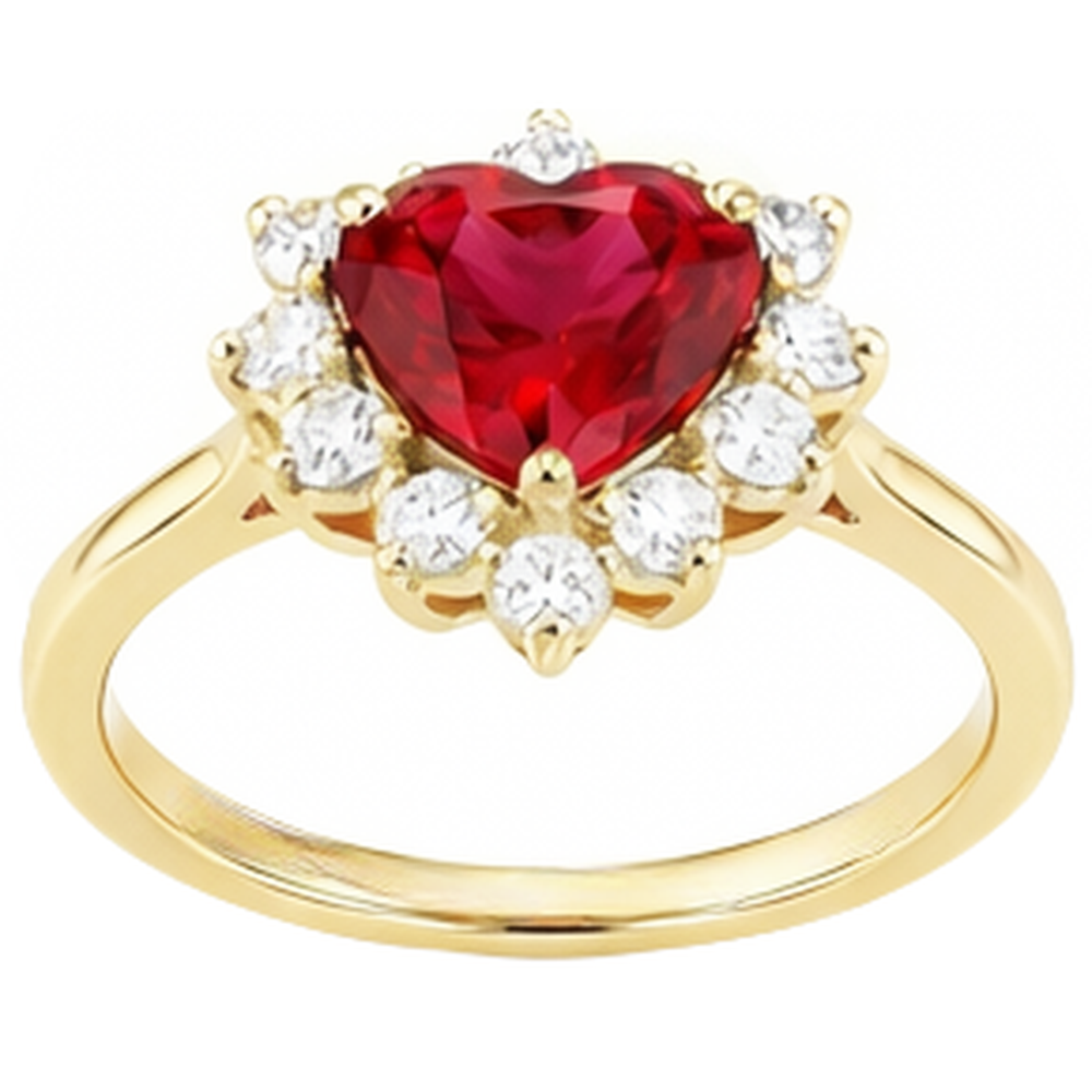 2.25 Karat Rubin-Diamant-Ring im Herzschliff Gelbgold 14K