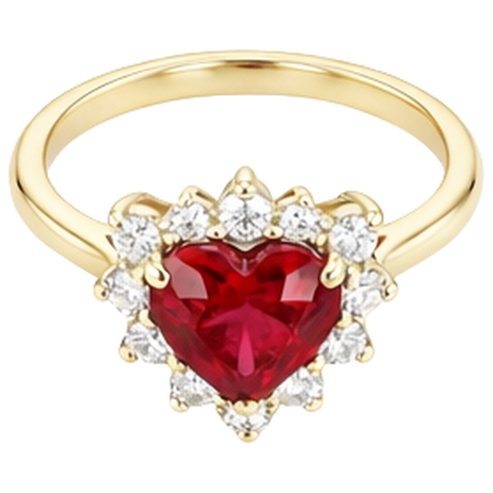 2.25 Karat Rubin-Diamant-Ring im Herzschliff Gelbgold 14K