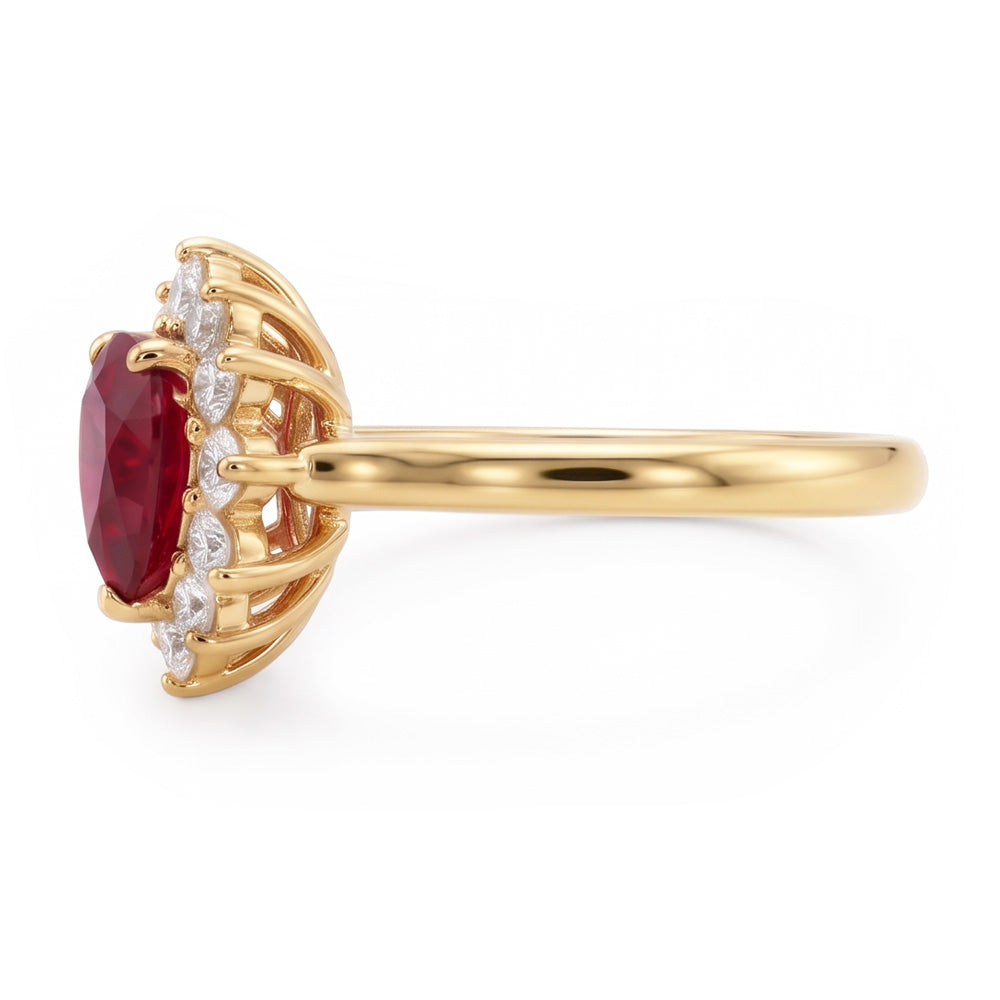 2.25 Karat Rubin-Diamant-Ring im Herzschliff Gelbgold 14K