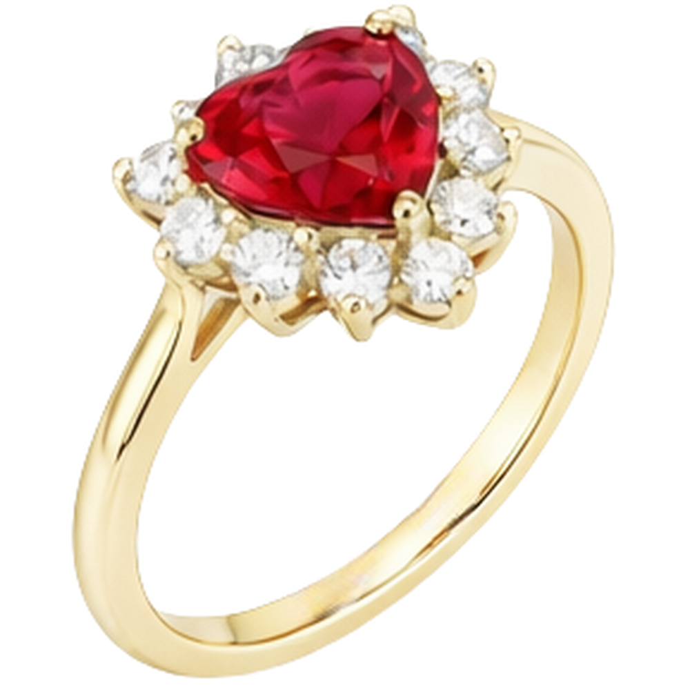 2.25 Karat Rubin-Diamant-Ring im Herzschliff Gelbgold 14K