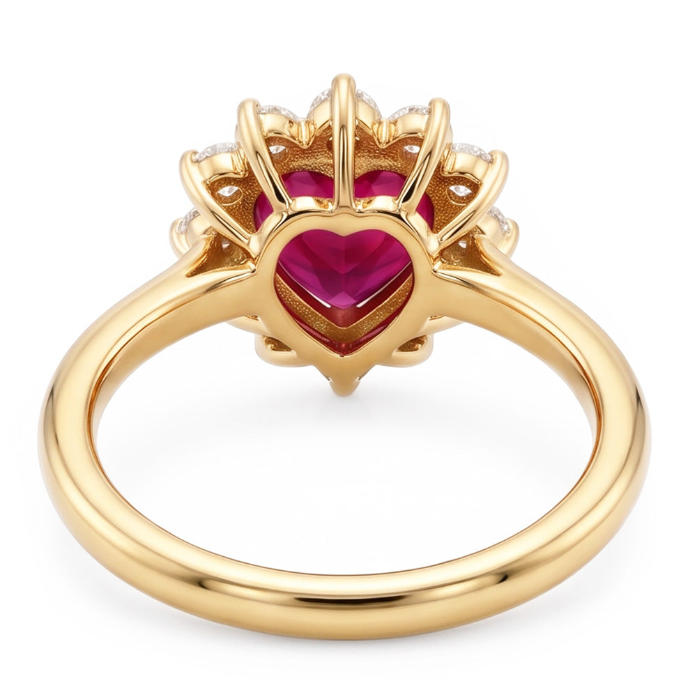 2.25 Karat Rubin-Diamant-Ring im Herzschliff Gelbgold 14K
