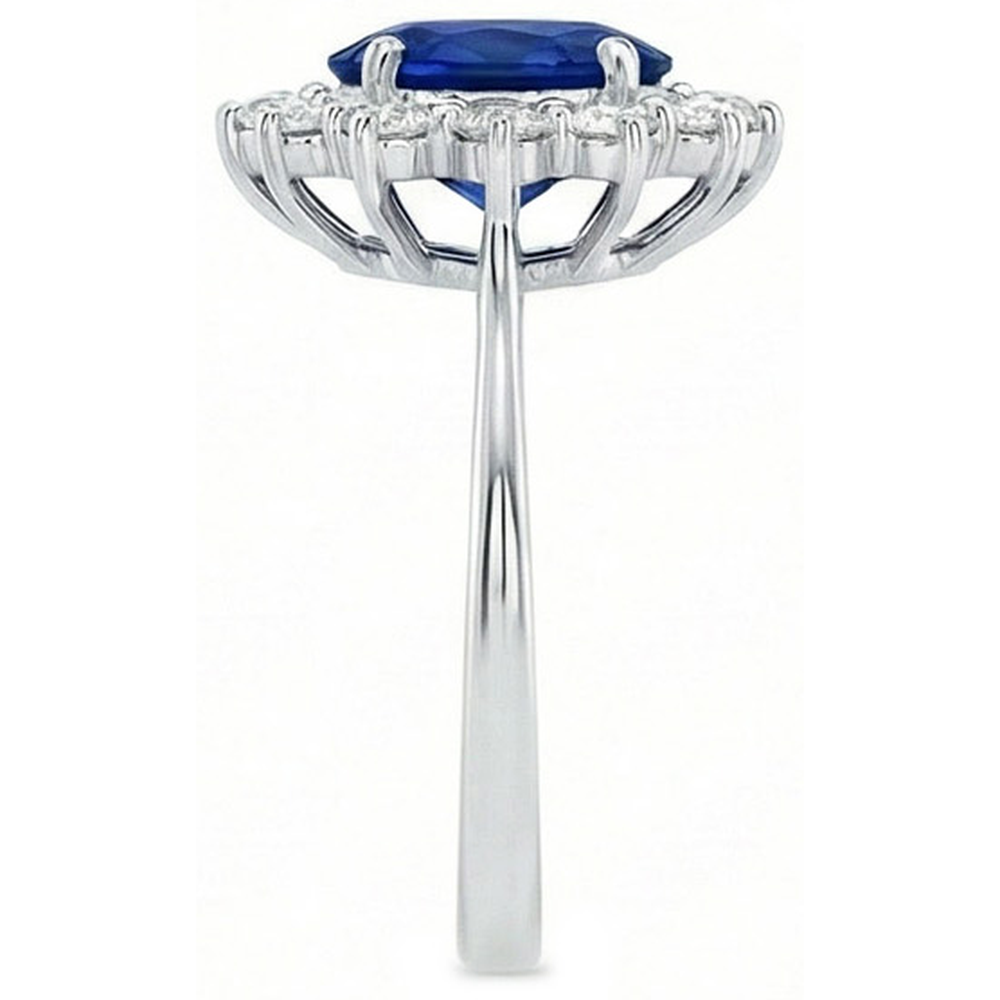 2.40 Karat Ceylon Saphir und Diamant Ring Weißgold 14K