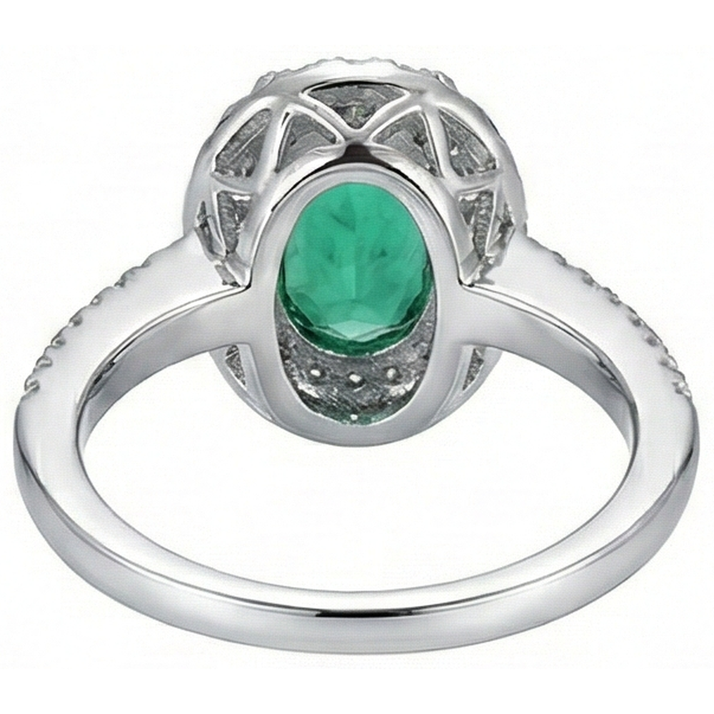 echter oval smaragd 2.00Karat ring mit Diamantbesatz