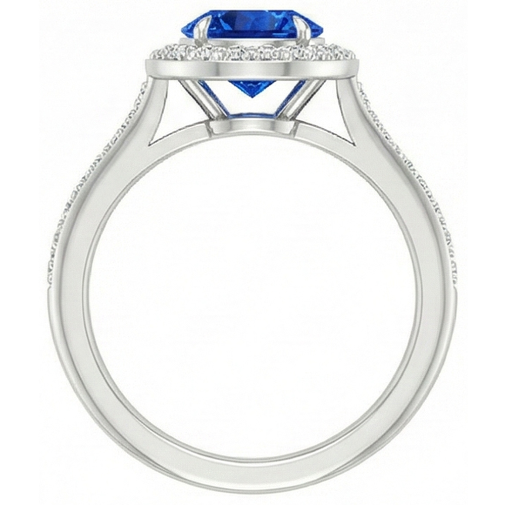 2.5 Kt. Sri Lanka Blauer Saphir Runder Diamantring
