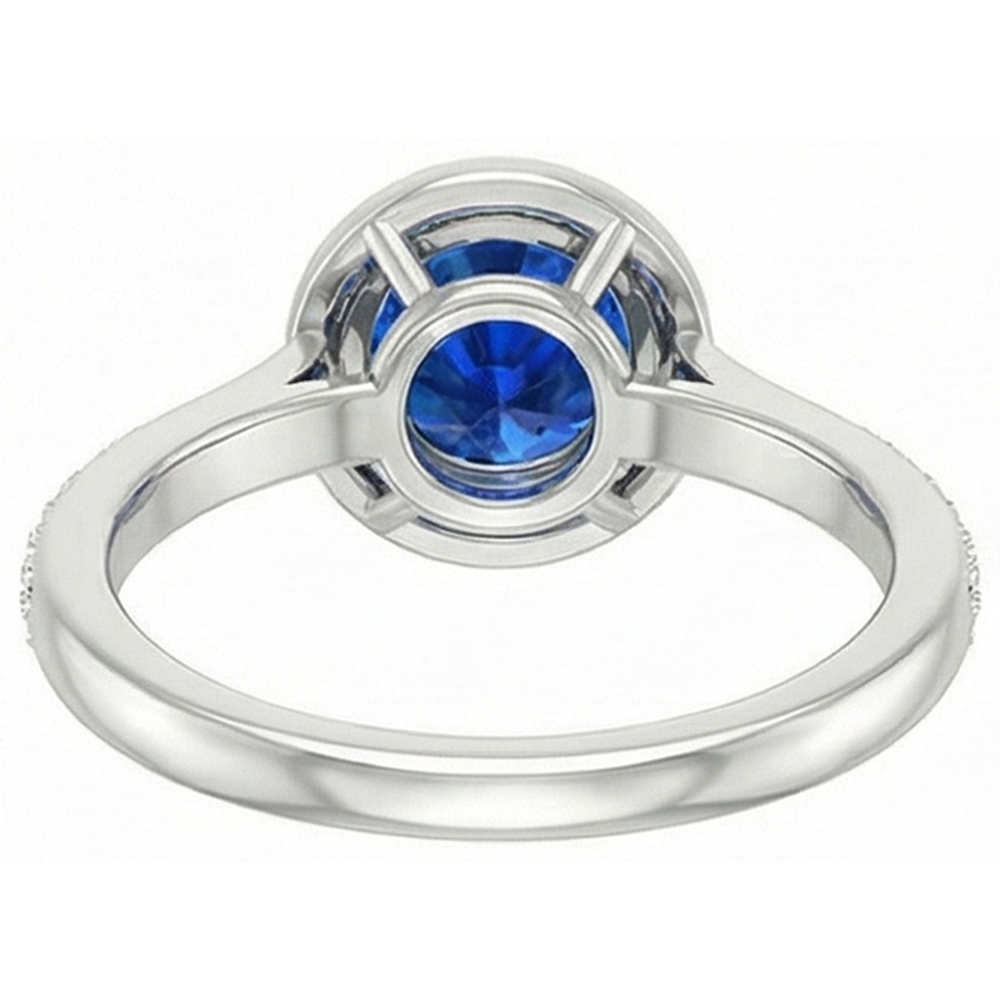 2.5 Kt. Sri Lanka Blauer Saphir Runder Diamantring