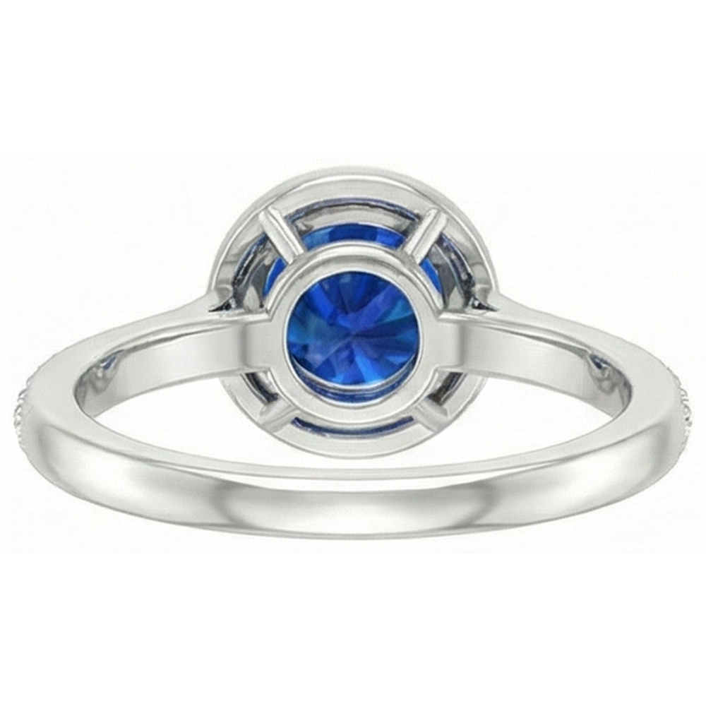 2.5 Kt. Sri Lanka Blauer Saphir Runder Diamantring