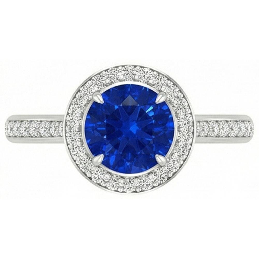 2.5 Kt. Sri Lanka Blauer Saphir Runder Diamantring