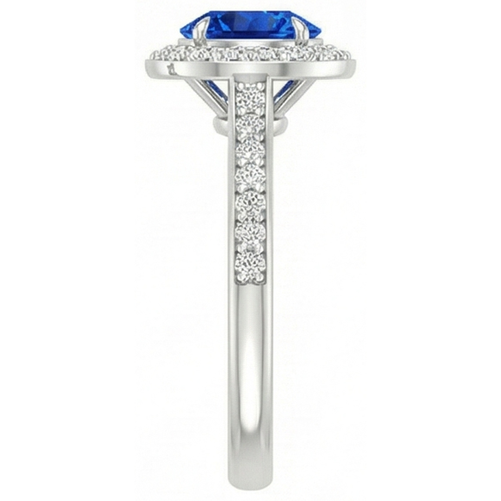 2.5 Kt. Sri Lanka Blauer Saphir Runder Diamantring