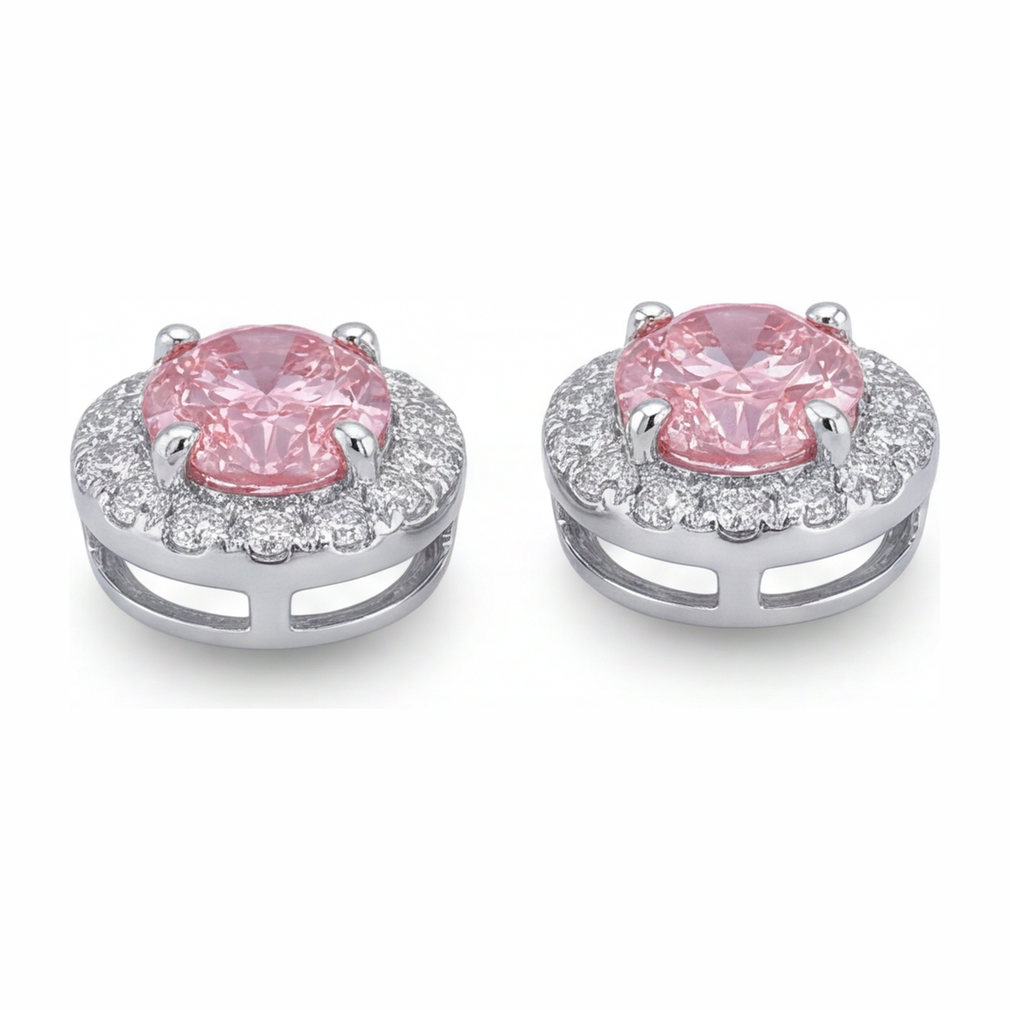 Tropfenohrringe mit rosa Diamanten, 2,5 Karat, im Labor gezüchtet, ovaler Halo, 14 Karat Weißgold