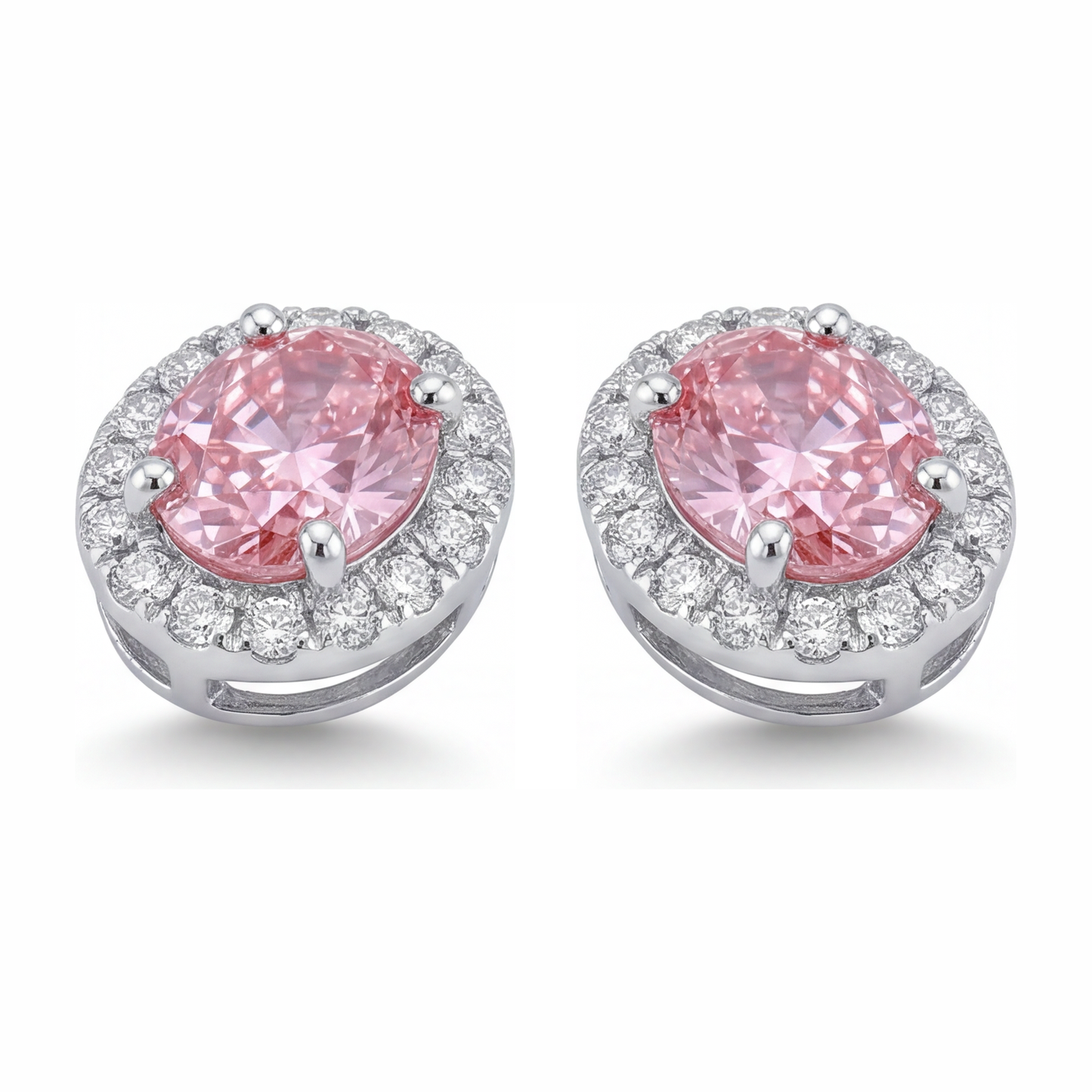 Tropfenohrringe mit rosa Diamanten, 2,5 Karat, im Labor gezüchtet, ovaler Halo, 14 Karat Weißgold