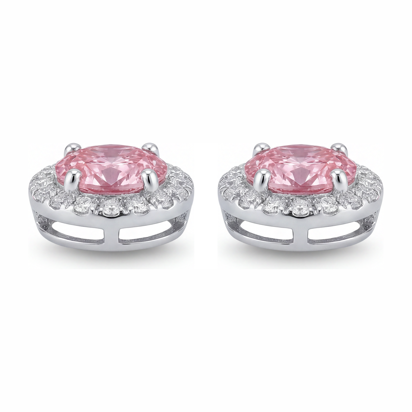 Tropfenohrringe mit rosa Diamanten, 2,5 Karat, im Labor gezüchtet, ovaler Halo, 14 Karat Weißgold