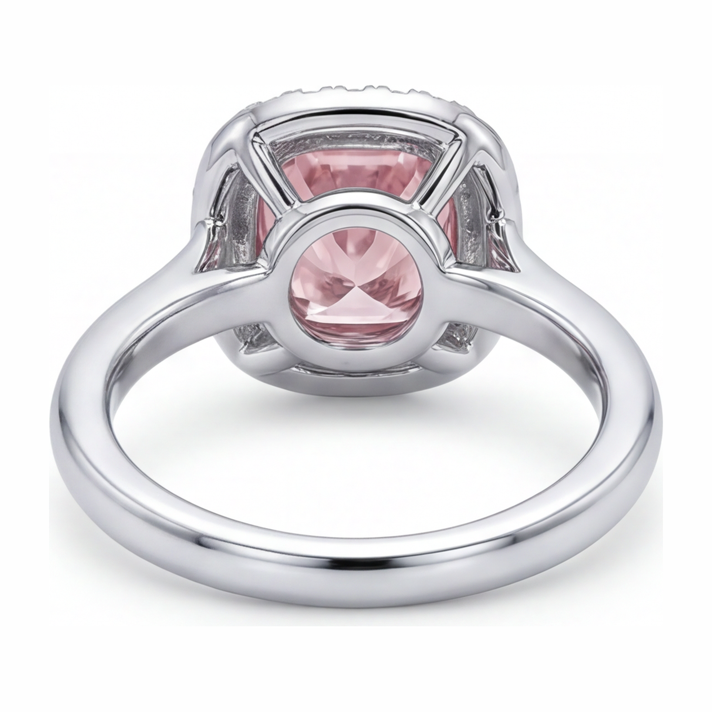 Pinkfarbener Diamantring 2,75 Karat im Labor gezüchtet Kissenschliff Halo 14 Karat Weißgold