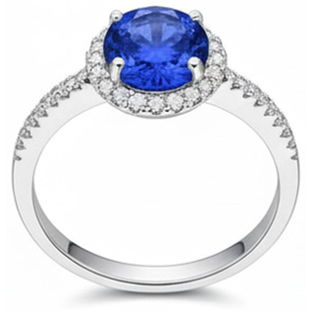 2.85 Karat Sri Lanka Saphir Diamanten Ring Weißgold 14K