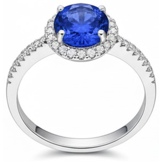 2.85 Karat Sri Lanka Saphir Diamanten Ring Weißgold 14K
