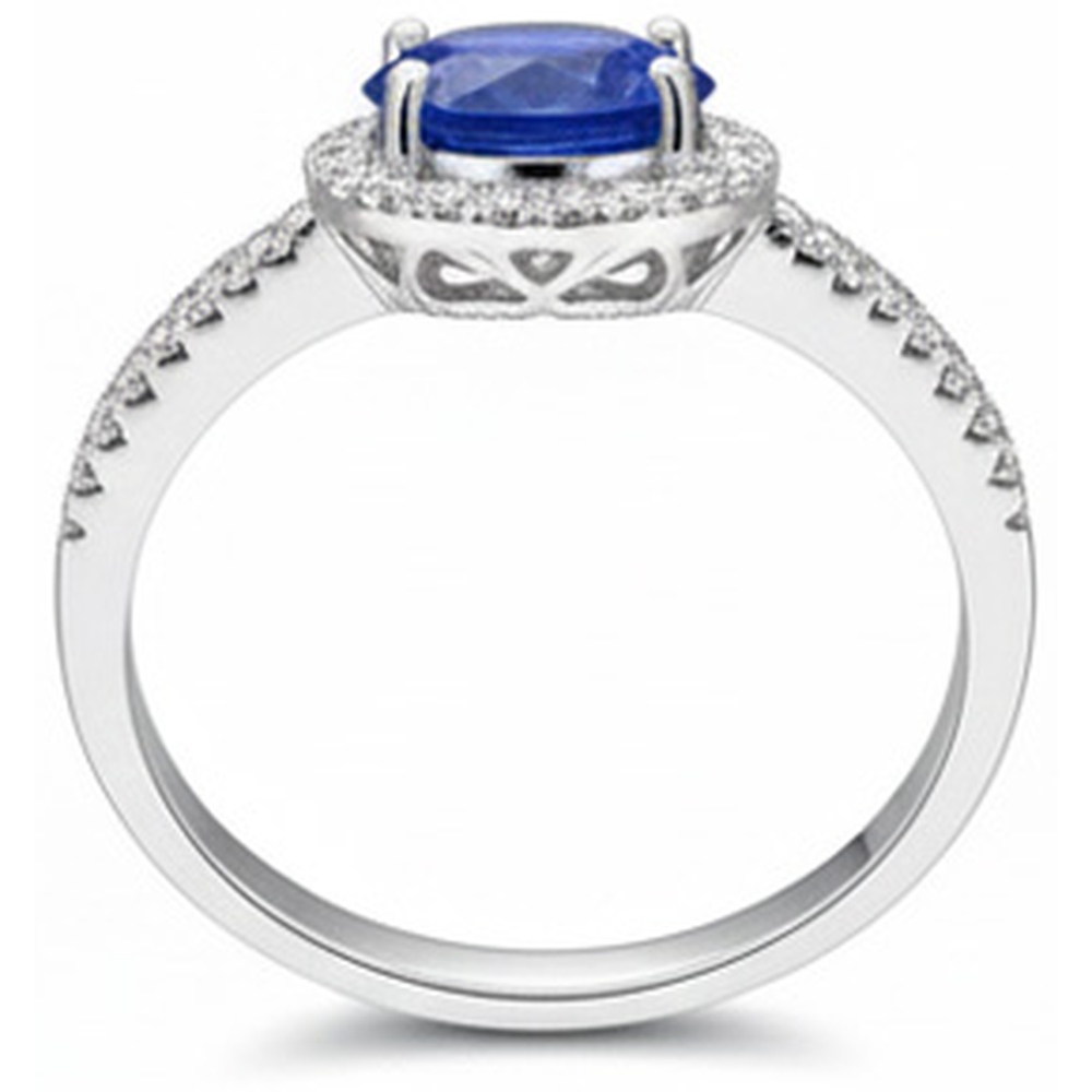 2.85 Karat Sri Lanka Saphir Diamanten Ring Weißgold 14K