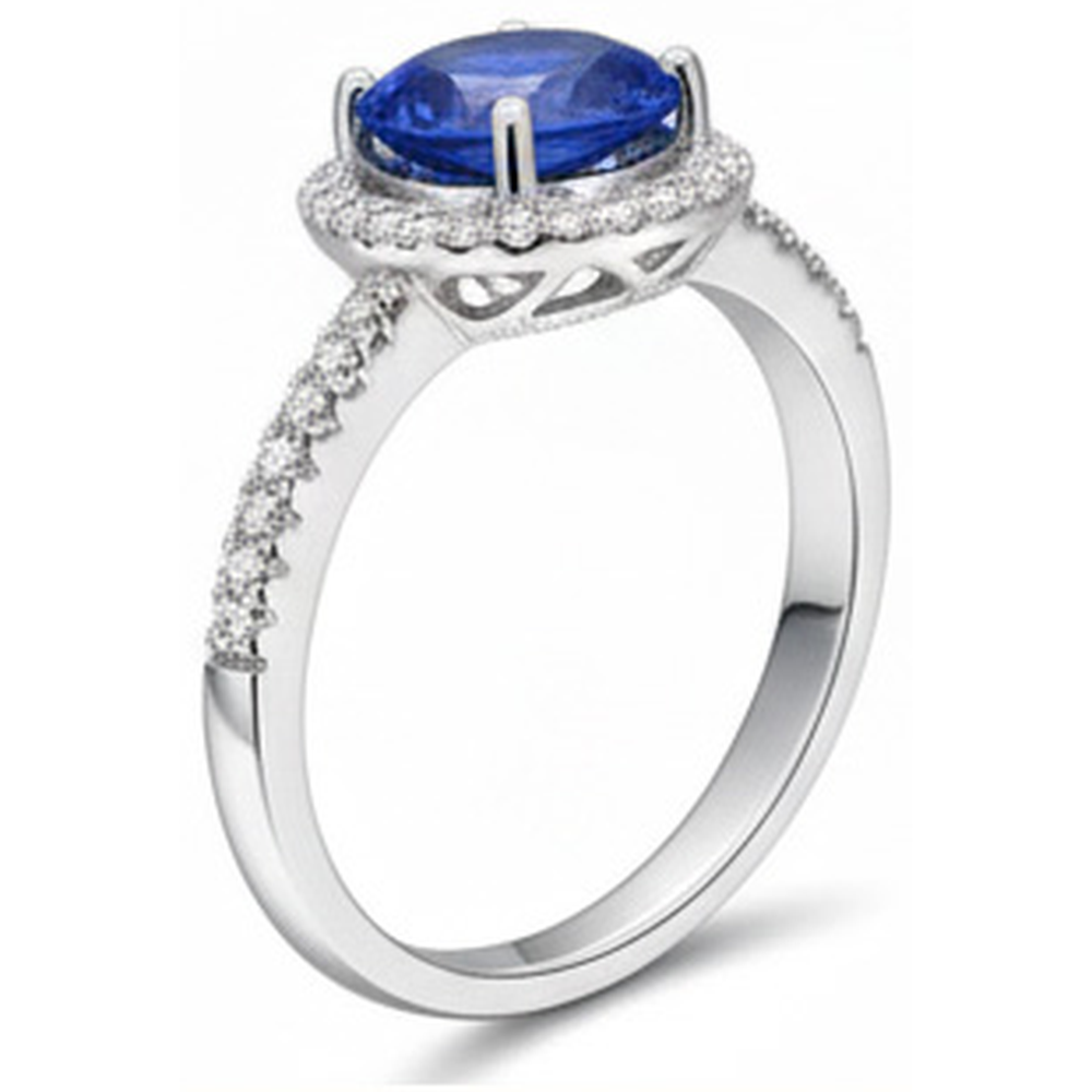 2.85 Karat Sri Lanka Saphir Diamanten Ring Weißgold 14K