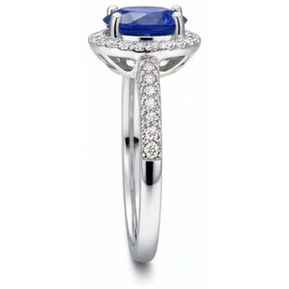 2.85 Karat Sri Lanka Saphir Diamanten Ring Weißgold 14K