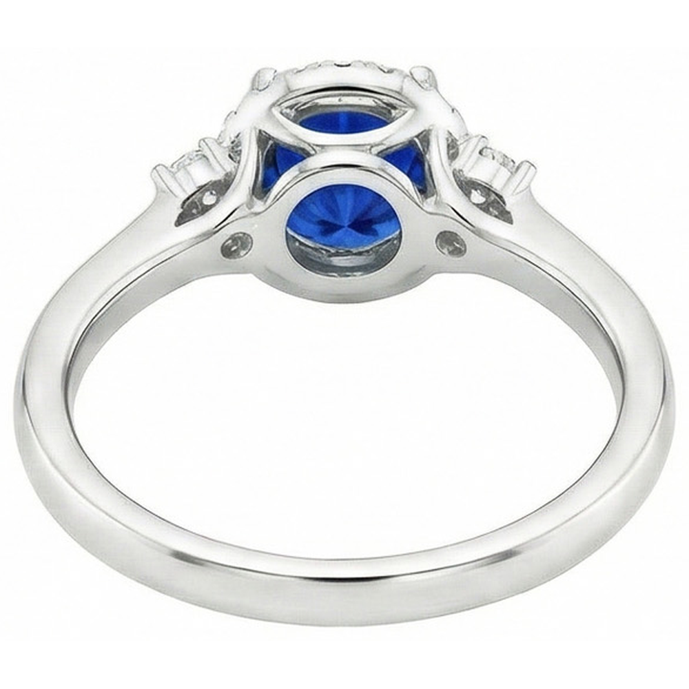 2.90 ct Solitaire mit Akzenten Ceylon Blue Saphir Diamanten Ring