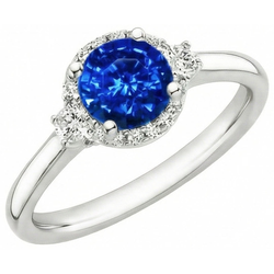 2.90 ct Solitaire mit Akzenten Ceylon Blue Saphir Diamanten Ring