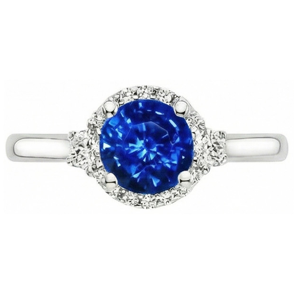 2.90 ct Solitaire mit Akzenten Ceylon Blue Saphir Diamanten Ring