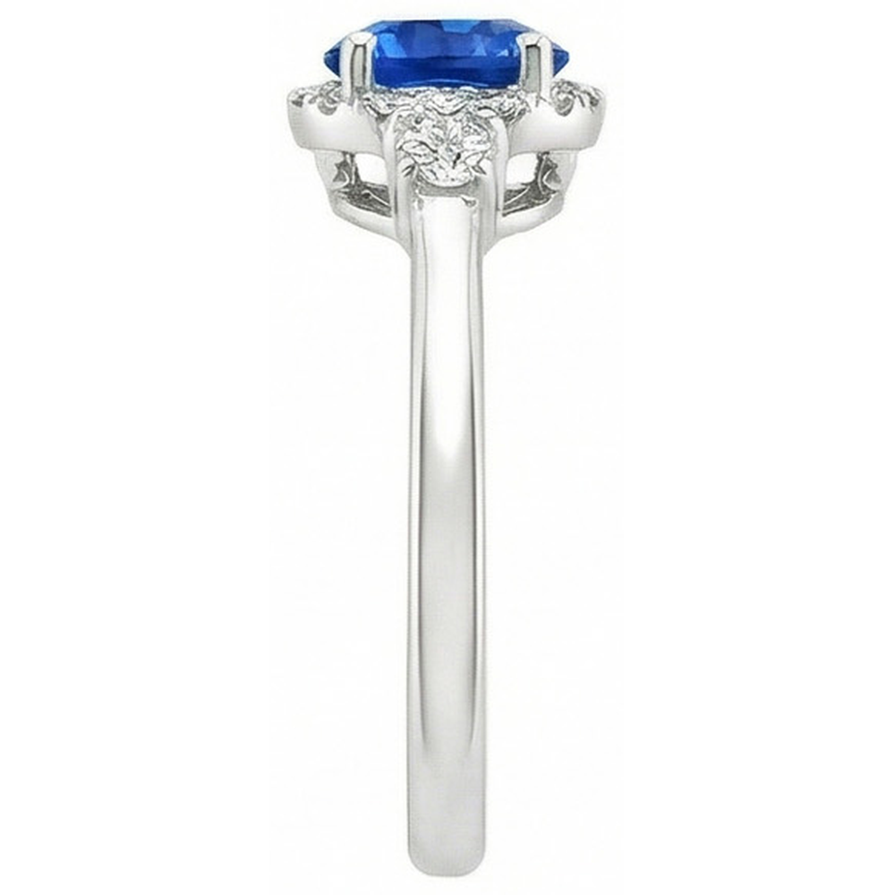 2.90 ct Solitaire mit Akzenten Ceylon Blue Saphir Diamanten Ring