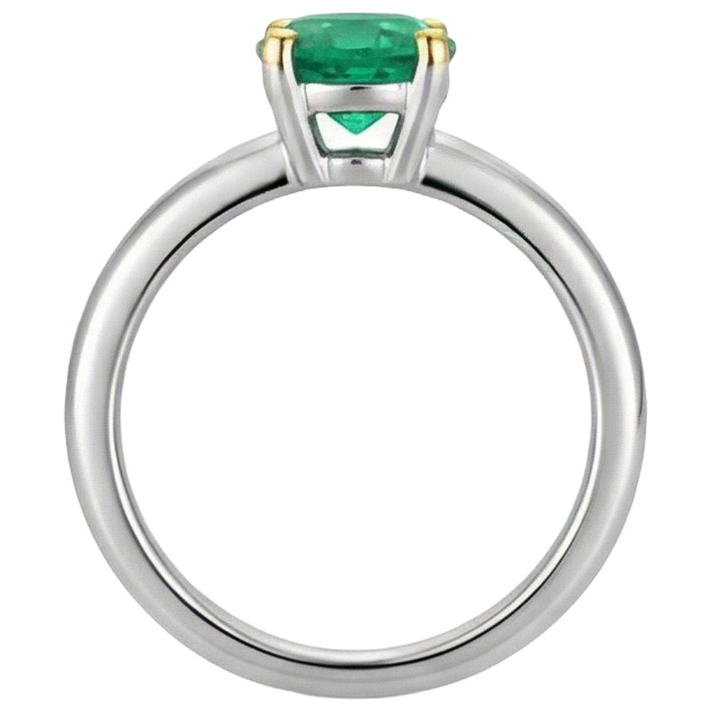Erdgewonnener Kolumbianischer Smaragd Edelstein-Ring – Draufsicht