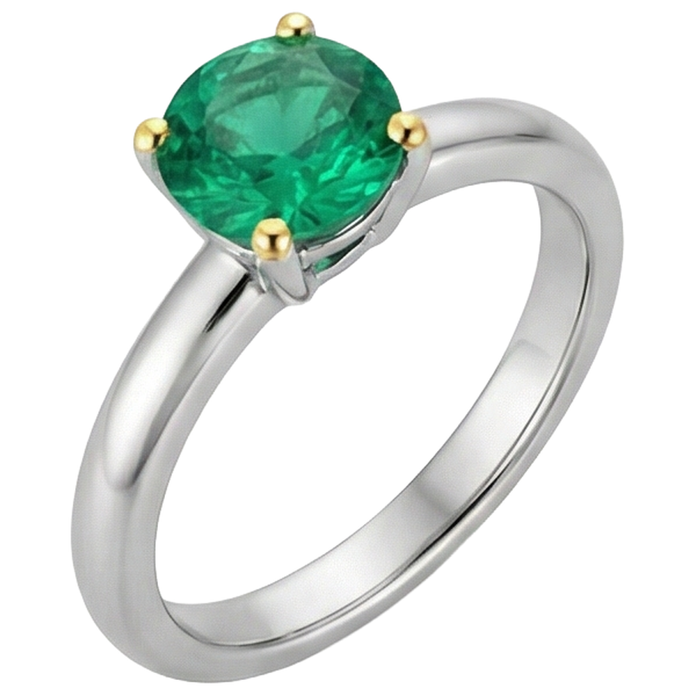 Edelstein-Ring Bicolor 14K Gold mit Kolumbianischer Smaragd – Seitenansicht