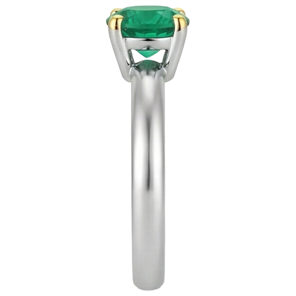 Edelstein-Ring Bicolor 14K Gold mit Kolumbianischer Smaragd – Profilansicht