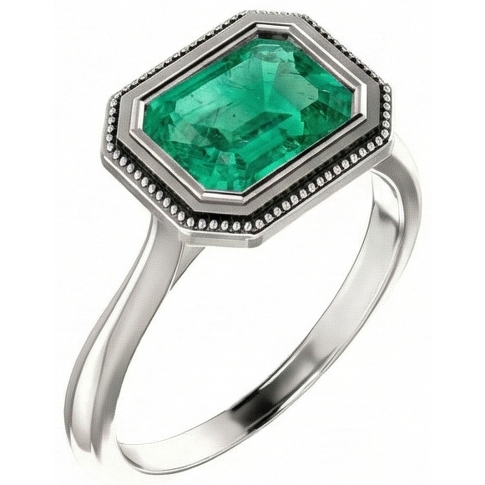 Stilvoller Schmuckstein-Ring 2 Karat – Seitenansicht
