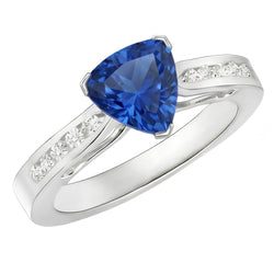 2 Karat Ceylon Saphir und Diamanten Ring Weißgold 14K