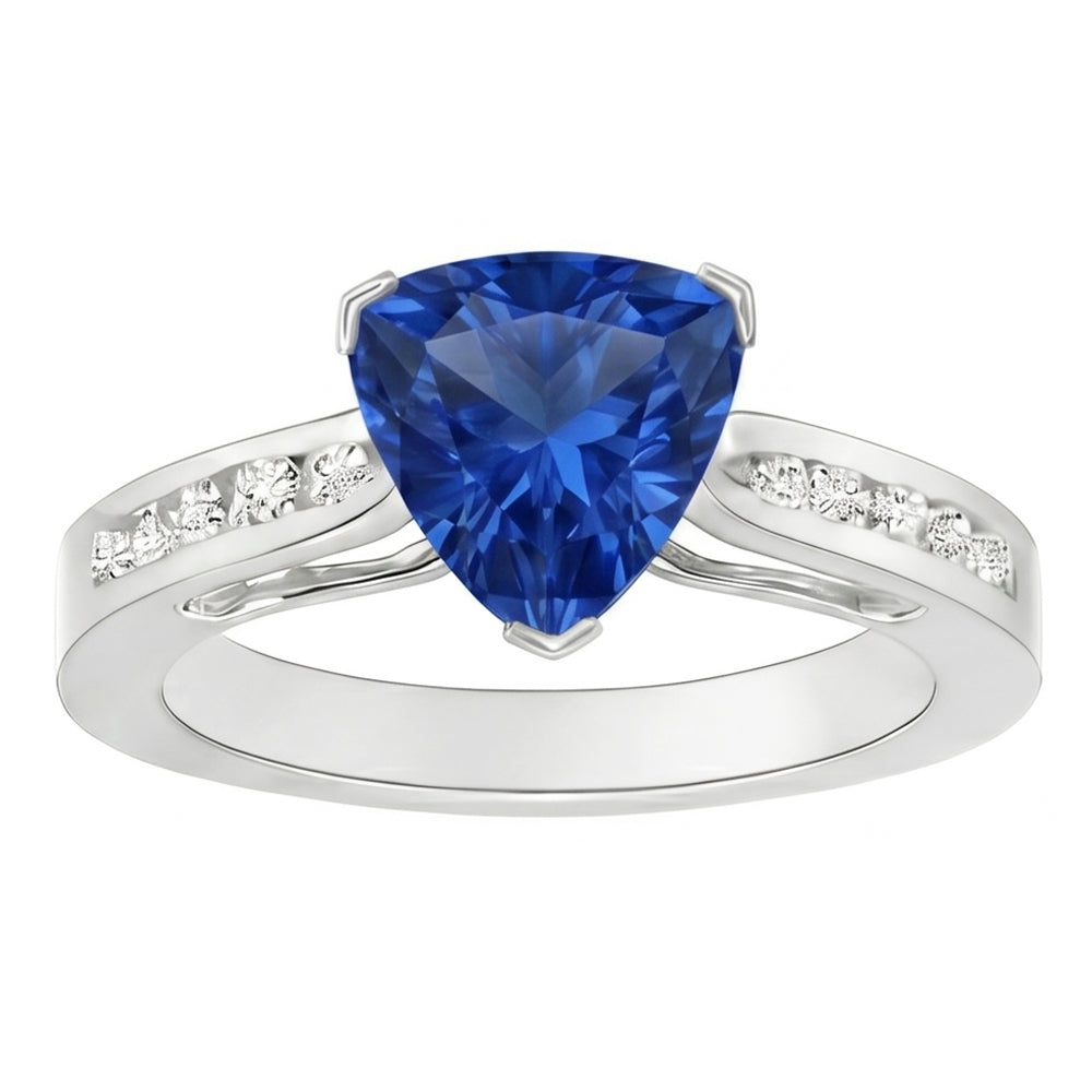 2 Karat Ceylon Saphir und Diamanten Ring Weißgold 14K