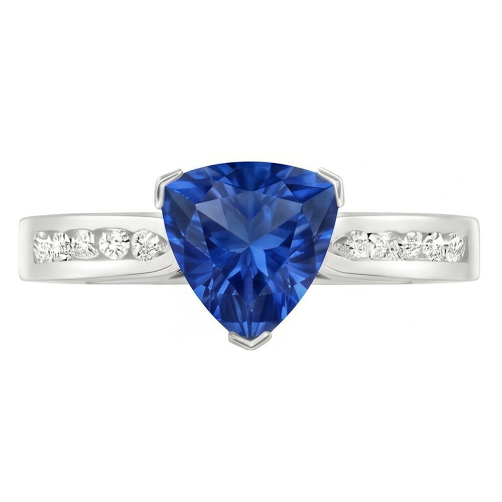 2 Karat Ceylon Saphir und Diamanten Ring Weißgold 14K