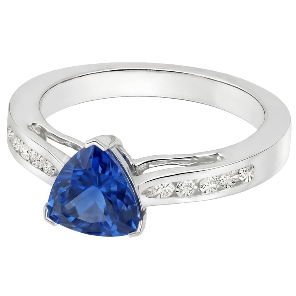 2 Karat Ceylon Saphir und Diamanten Ring Weißgold 14K