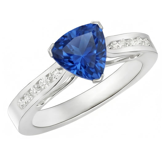 2 Karat Ceylon Saphir und Diamanten Ring Weißgold 14K