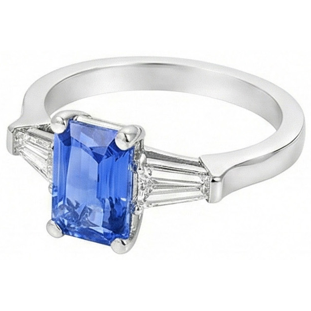 echter baguette diamant 2Karat ring Profilansicht