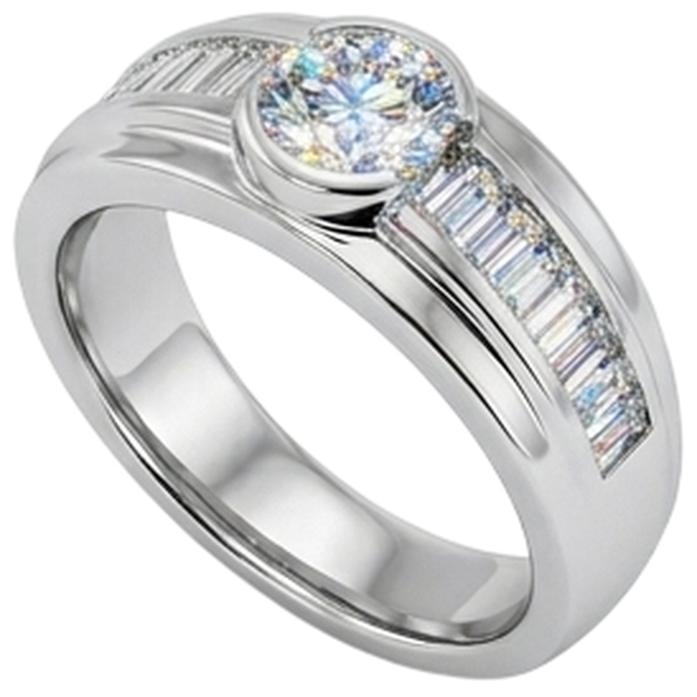 2 Karat Diamanten Verlobungsring Herrenband Weißgold 14K