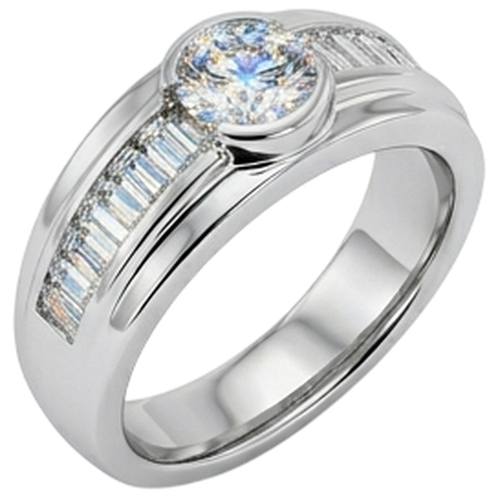 2 Karat Diamanten Verlobungsring Herrenband Weißgold 14K