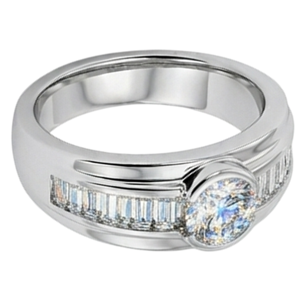 2 Karat Diamanten Verlobungsring Herrenband Weißgold 14K