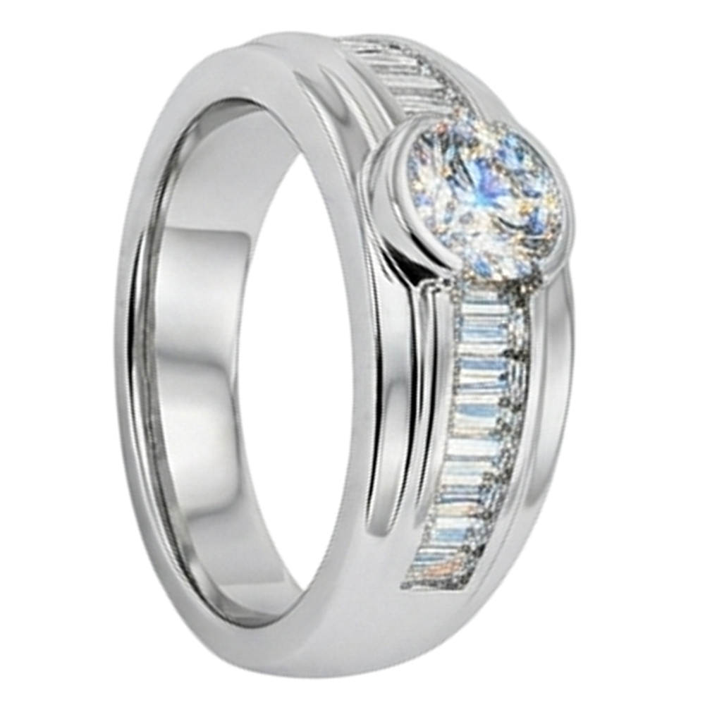 2 Karat Diamanten Verlobungsring Herrenband Weißgold 14K